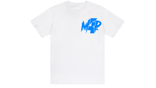 Motion No Emotion Tee (White & Blue)