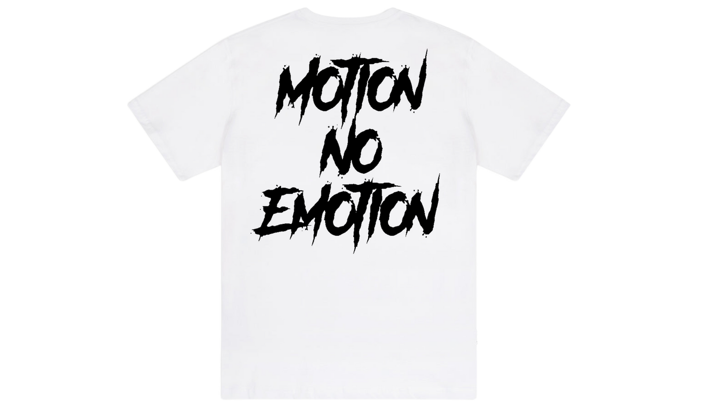 Motion No Emotion Tee (White & Black)